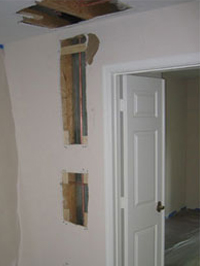 Cut holes to fix pipes